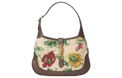 GUCCI Jackie 1961 Canvas With Leather Trim Crescent Shoulder Bag Shoulder Bag Small Women's Floral Multicolor