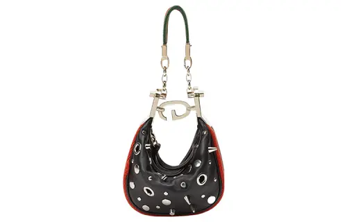 GUCCI Attache Leather Crescent Bag Handbag, Shoulder Bag Women's Black