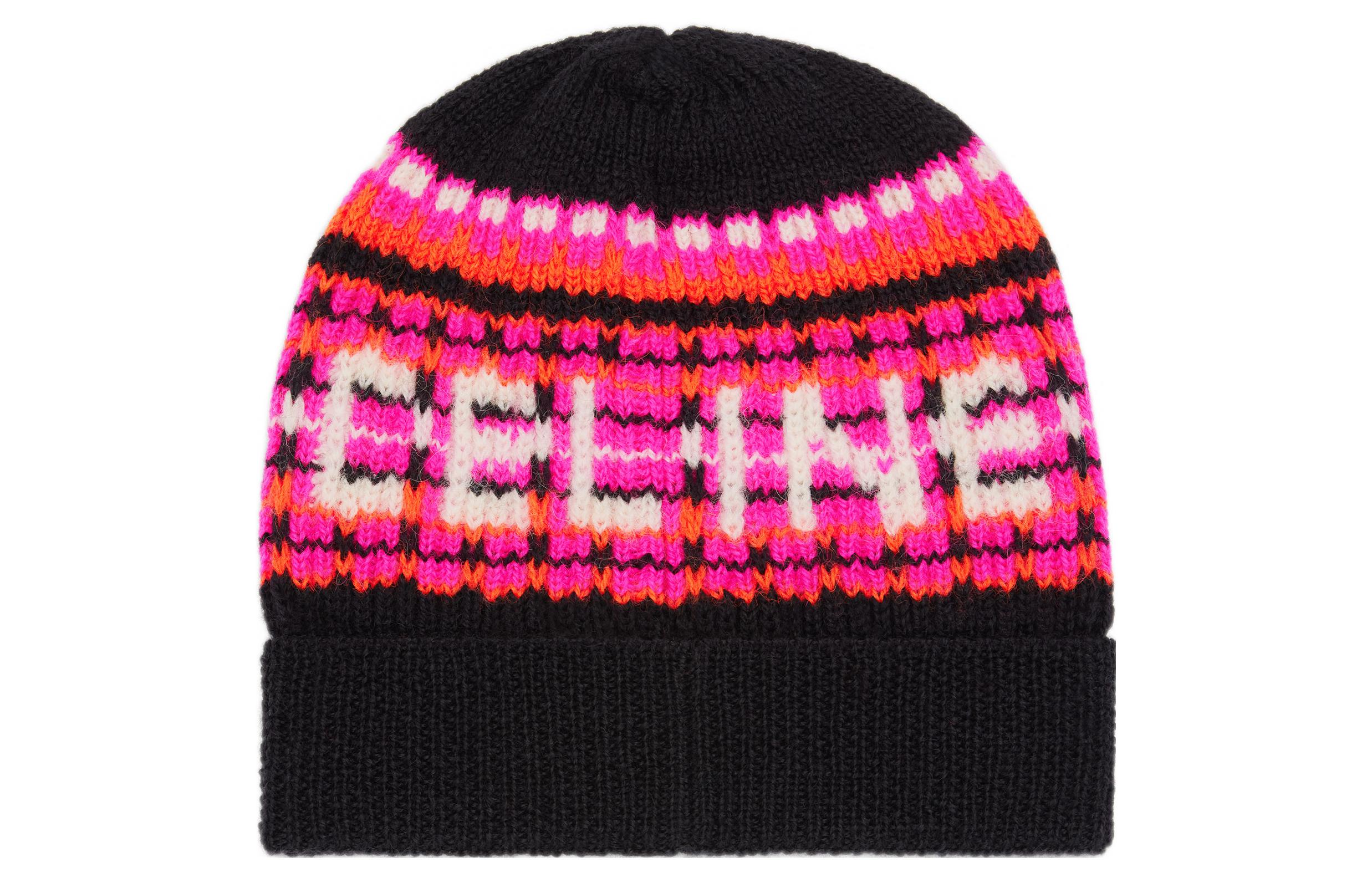 CELINE Logo Intarsia Striped Beanie