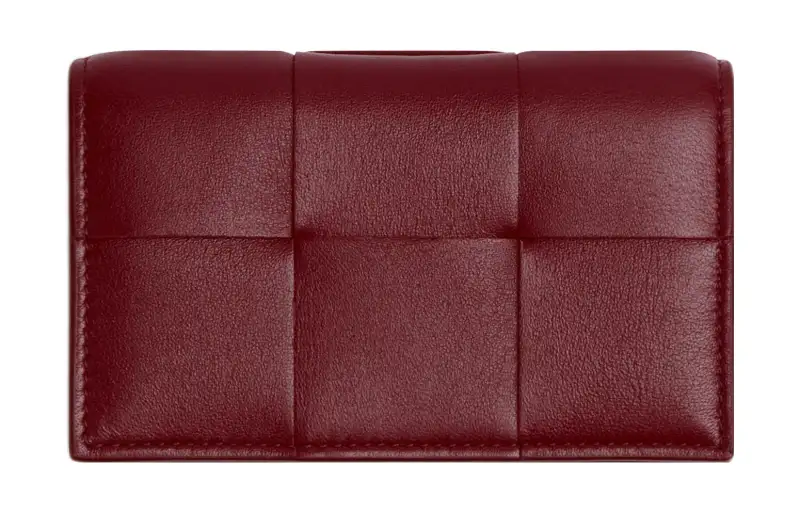 Bottega Veneta Sheepskin Card Holder Women's Burgundy