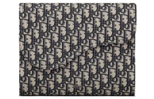 DIOR Jacquard With Canvas Saddle Bag Canvas Bag Clutch Women's Beige/Black