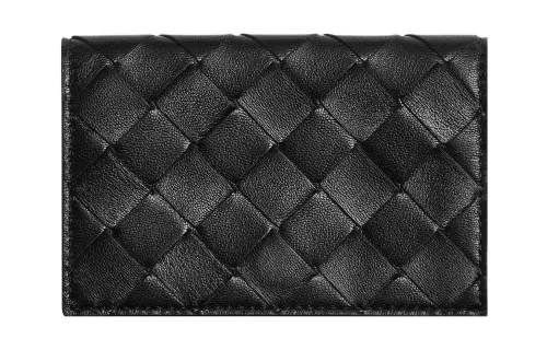 Bottega Veneta Lambskin With Cow Leather Card Holder Women's Black