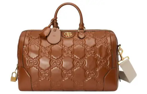 GUCCI Leather Handbag, Shoulder Bag, Crossbody Bag, Travel Bag Medium Men's Brown