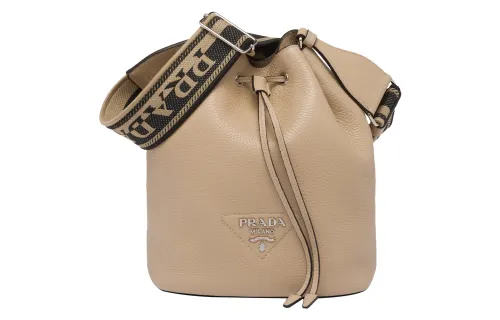 PRADA Leather Bucket Bag, Shoulder Bag Women's Sand
