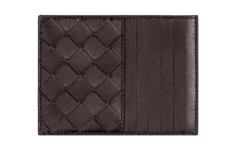 Bottega Veneta Lambskin Card Holder Women's Dark Brown