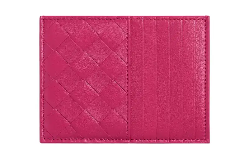Bottega Veneta Lambskin Card Holder Women's Cranberry Color
