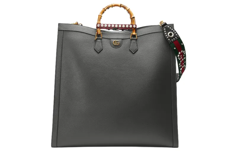 GUCCI Diana Leather Shoulder Bag, Crossbody Bag, Handbag Men's Gray
