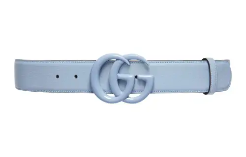 GUCCI GG Marmont Leather Belts Women's Blue Width 3.8cm