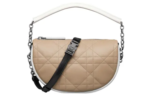 DIOR Vibe Sheepskin Shoulder Bag, Crossbody Bag, Handbag Small Women's Beige/White