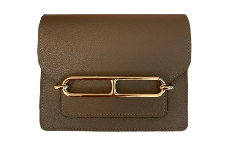 HERMES Roulis Evercolor Calfskin Pig Nose Card Holder Fanny Pack Wallet Women's D0 Beige Weimar Dog Beige
