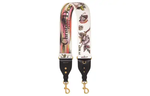 DIOR Embroidery With Cow Leather Bag Straps Women's White/Multicolor