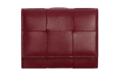 Bottega Veneta Lambskin Envelope Card Bag Women's Burgundy