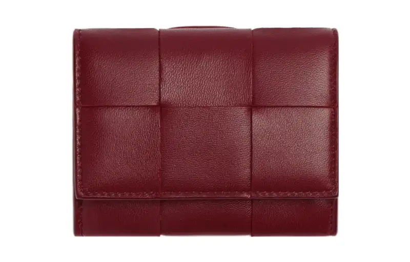 Bottega Veneta Lambskin Envelope Card Bag Women's Burgundy