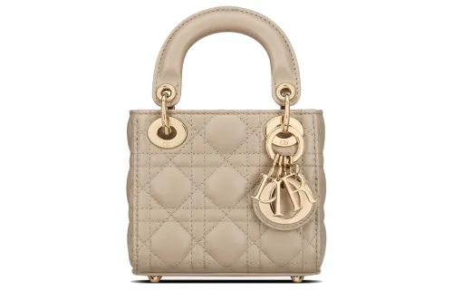 DIOR Lady Dior Sheepskin Handbag Shoulder Bag, Crossbody Bag, Handbag Extra Mini Women's Beige