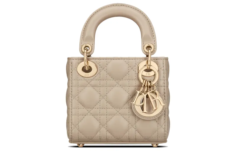 DIOR Lady Dior Sheepskin Handbag Shoulder Bag, Crossbody Bag, Handbag Extra Mini Women's Beige