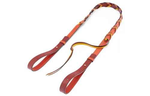 LOEWE Cow Leather Bag Straps Women's Pumpkin/Charcoal Red