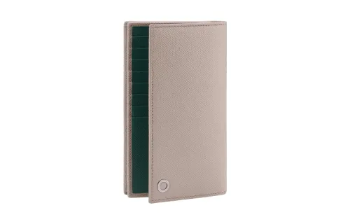 BVLGARI Calfskin Wallet Large Men's Gray