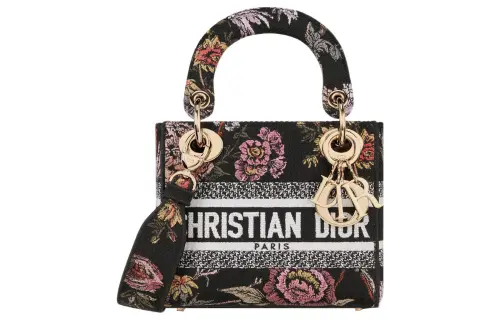 DIOR Lady D Lite Embroidery Handbag Shoulder Bag, Crossbody Bag, Handbag Mini Women's Black