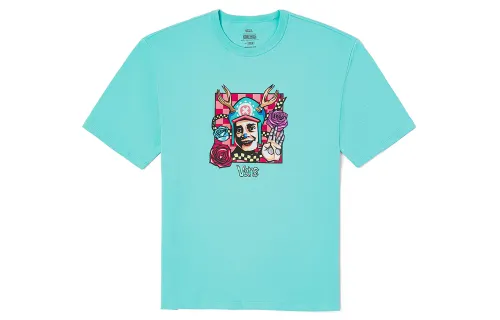 Vans X One Piece King Of Thieves Co Branded Collection T Shirts Unisex Lake Blue Crew Neck Moderate Straight Fit