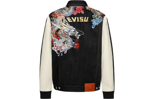 EVISU Denim Jackets Men's Denim Blue Lapel Moderate Other