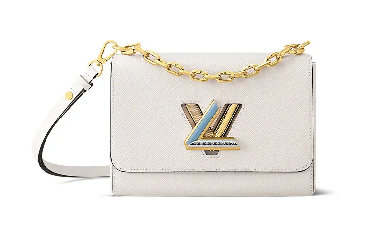 LOUIS VUITTON Twist Epi Grain Leather Crossbody Bag, Shoulder Bag Women's Quartz White