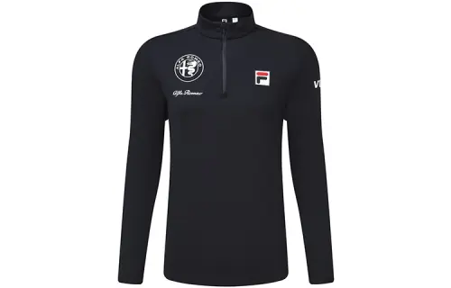 FILA T Shirts Men's Royal Blue Stand Collar Thickened And Fleece Lined Straight Fit