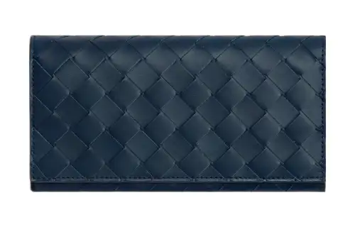 Bottega Veneta Calfskin Wallet Large Men's Dark Blue