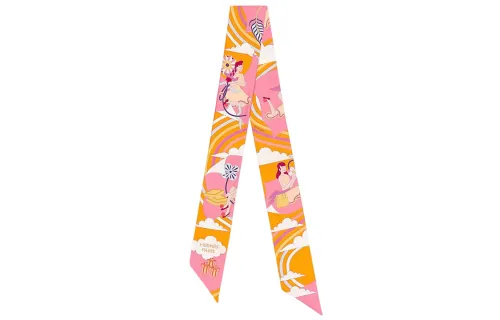 HERMES Silk Scarves Women's Orange/Pink
