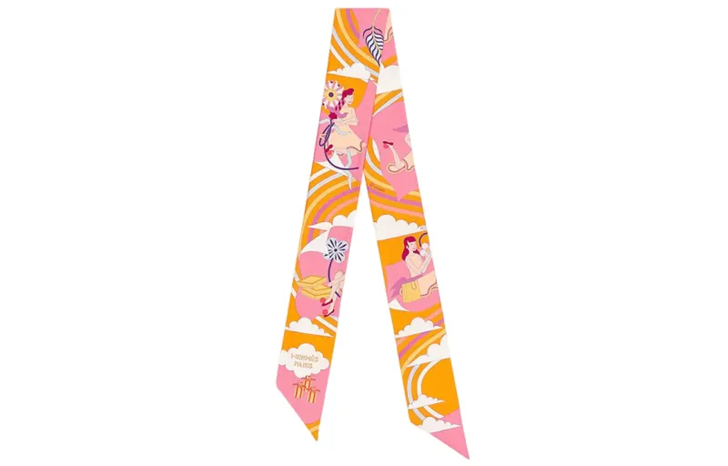 HERMES Silk Scarves Women's Orange/Pink