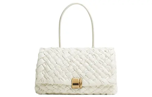Bottega Veneta Calfskin Handbag, Shoulder Bag Medium Women's White