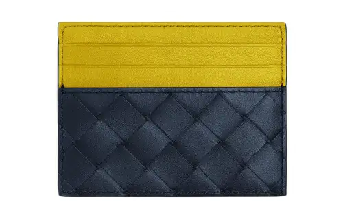 Bottega Veneta Cow Leather Card Holder Men's Space Gray/Pollen Yellow