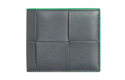 Bottega Veneta Lambskin With Calfskin Wallet Men's Gray