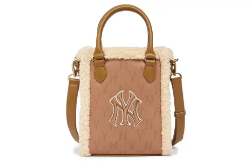 MLB Artificial Leather Tote Bag Shopping Bag Shoulder Bag Crossbody Bag Handbag Small Size Women's Brown