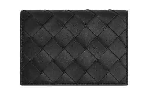 Bottega Veneta Intrecciato Cow Leather Card Holder Men's Black