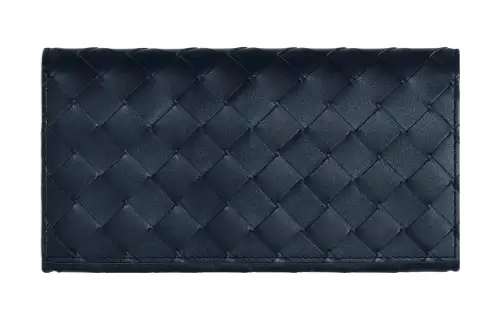 Bottega Veneta Calfskin Wallet Men's Dark Blue/Yellow