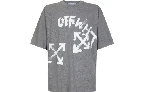 OFF WHITE T Shirts Men's Gray Crew Neck Moderate Straight Fit