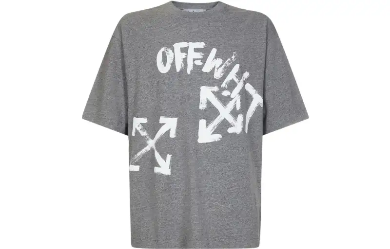 OFF WHITE T Shirts Men's Gray Crew Neck Moderate Straight Fit