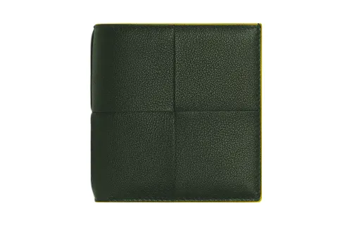 Bottega Veneta Cow Leather Card Holder, Wallet Small Men's Field Green/Flower Pink Yellow