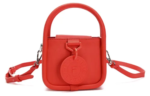 FILA Pu Handbag, Single Shoulder Crossbody Bag Small Women's Girlish Orange