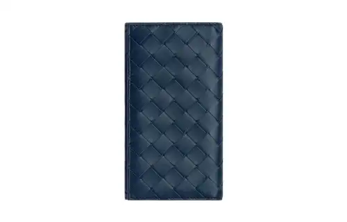 Bottega Veneta Cow Leather Wallet Large Men's Dark Blue