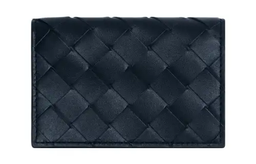 Bottega Veneta Calfskin Wallet, Card Holder Men's Dark Blue/Yellow