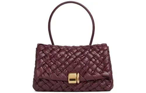 Bottega Veneta Calfskin Handbag, Shoulder Bag Small Women's Burgundy