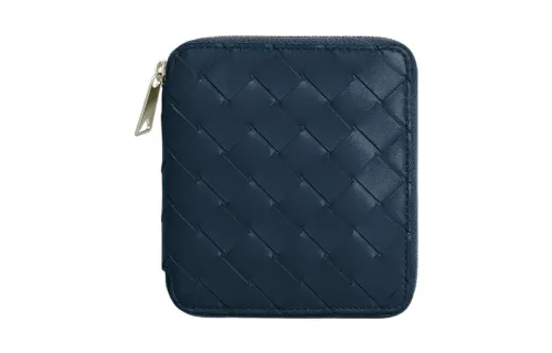 Bottega Veneta Cow Leather Wallet Small Men's Dark Blue