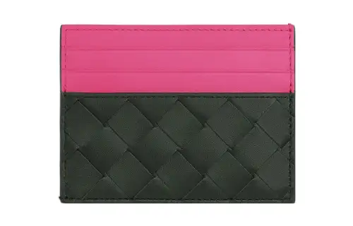 Bottega Veneta Cow Leather Card Holder Men's Pink/Black