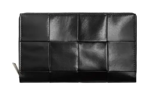 Bottega Veneta Cow Leather With Fabric Wallet Large Men's Black