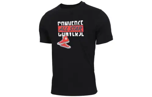 Converse T Shirts Men's Black Crew Neck Moderate Straight Fit