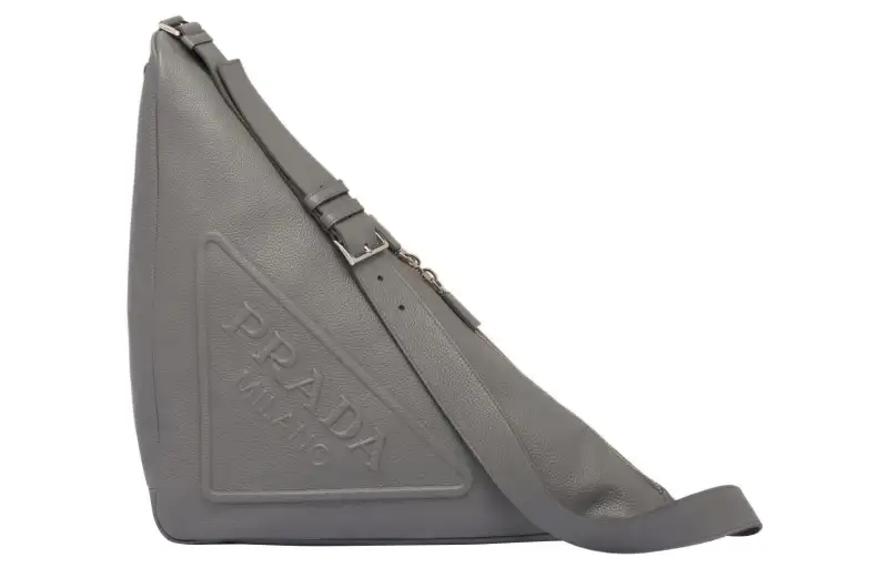 PRADA Triangle Leather Triangle Bag, Shoulder Bag, Crossbody Bag Regular Men's Gray