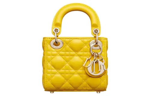 DIOR Lady Dior Sheepskin Handbag Shoulder Bag, Crossbody Bag, Handbag Extra Mini Women's Yellow