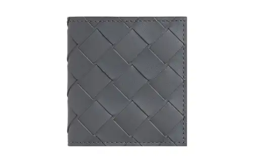 Bottega Veneta Calfskin Coin Purse Men's Gray/Sky Blue