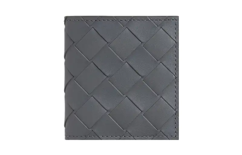 Bottega Veneta Calfskin Coin Purse Men's Gray/Sky Blue